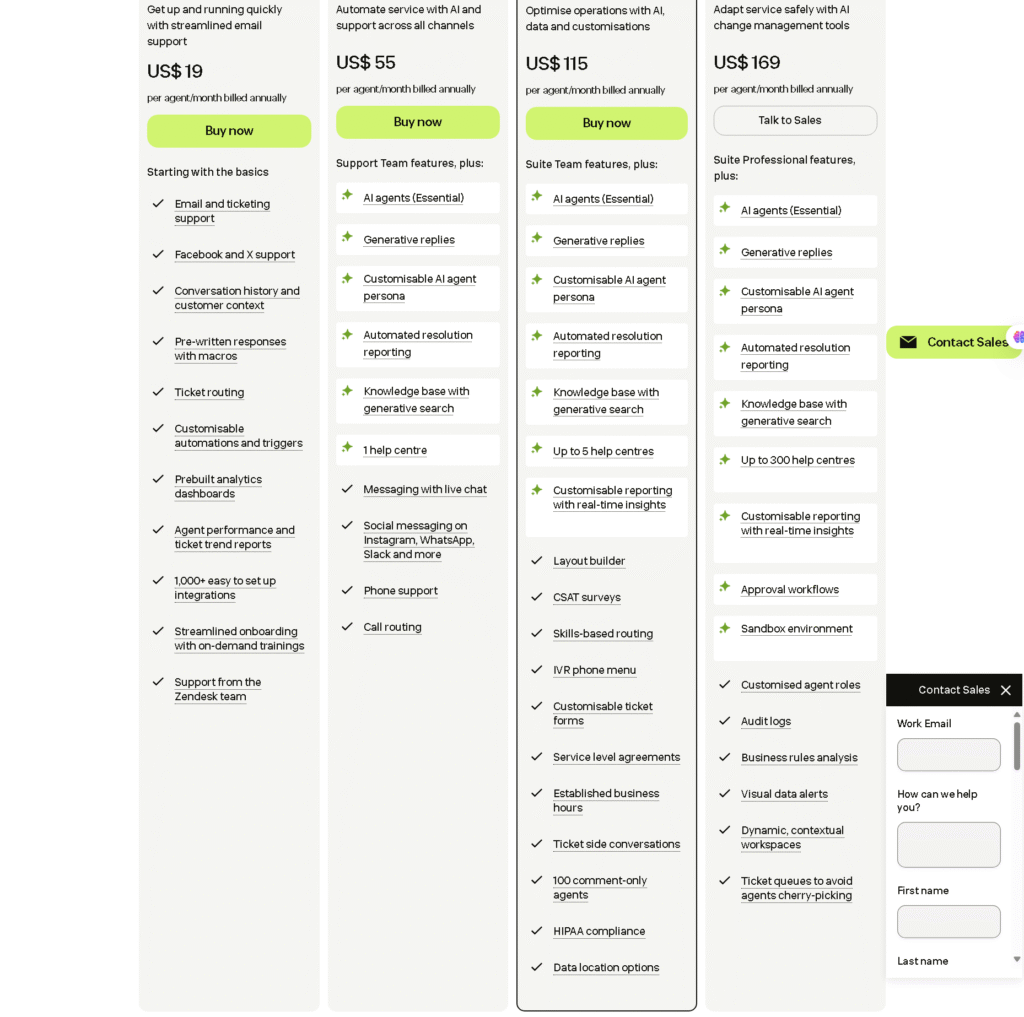 Ultimate.ai pricing options for SMB AI support comparison